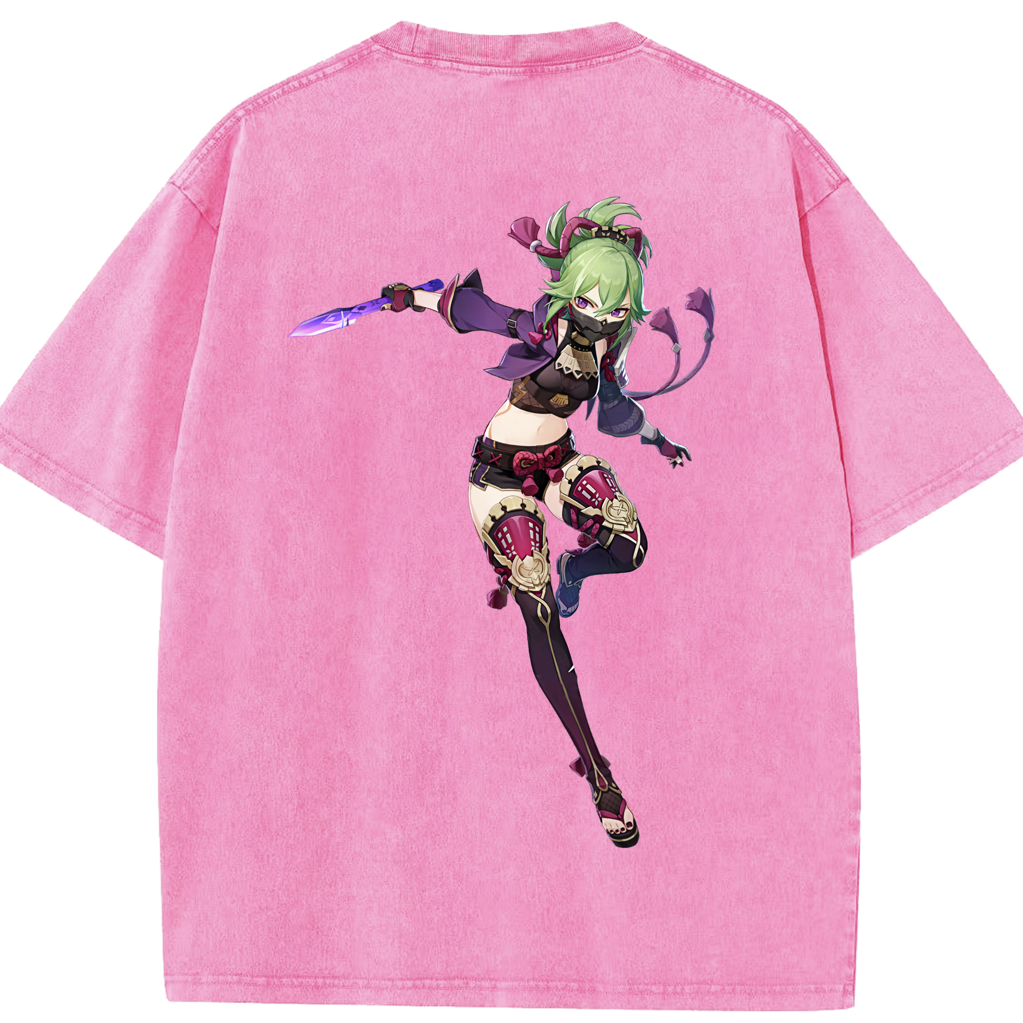 げんし神  久岐忍 くき しのぶ genshin Kuki Shinobu 綿100% ヴィンテージ風 半袖Tシャツ（背面プリント）